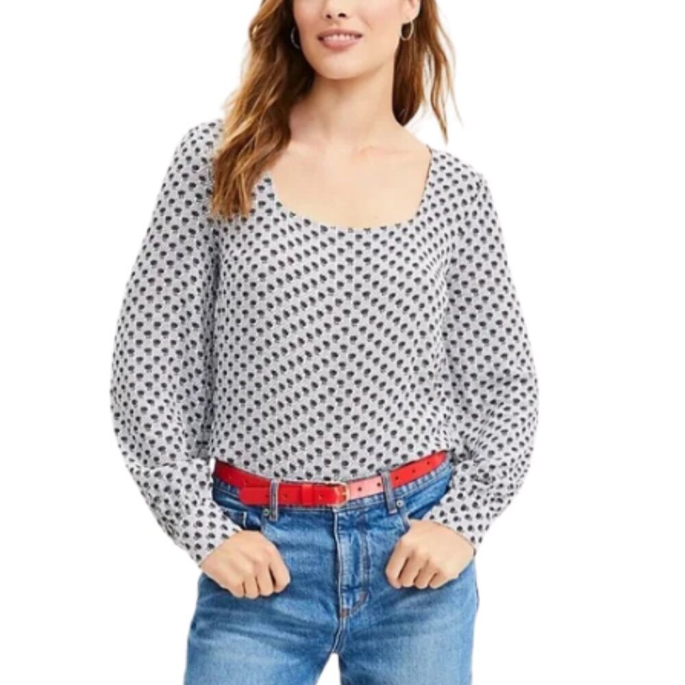 Loft Womens Small Rayon Long Sleeve Printed Blouse - Picture 1 of 15